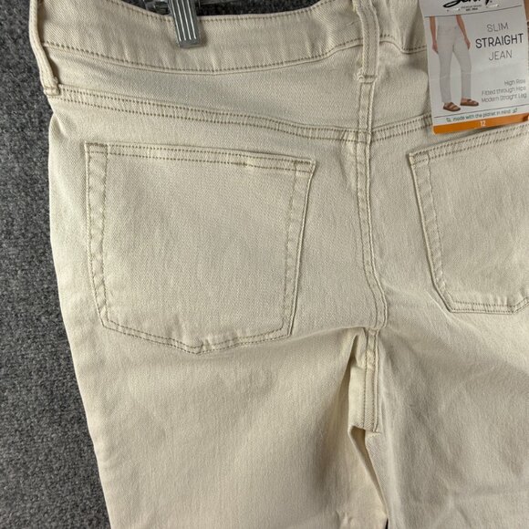 NWT Seven7 Jeans Slim Straight Ivory High Rise Denim Pants Fitted Hips Ladies - Picture 12 of 16